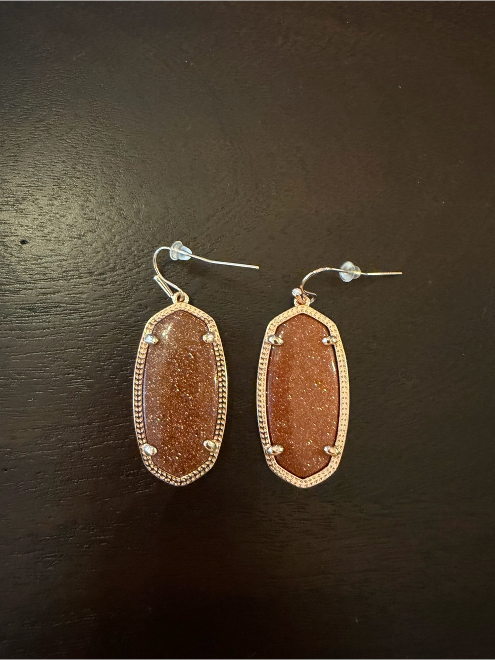Kendra Scott Rose Gold Brown Druzy Drop Earrings